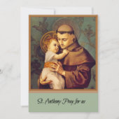 St. Anthony van Padua met Baby Jesus Prayer Card Kaart (Voorkant)