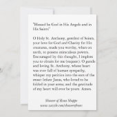 St. Anthony van Padua met Baby Jesus Prayer Card Kaart (Achterkant)