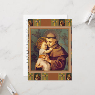 St. Anthony van Padua met Baby Jesus Prayer Card Kaart