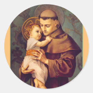 St. Anthony van Padua met Baby Jesus Ronde Sticker