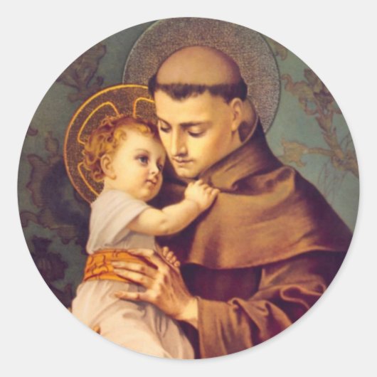 St. Anthony van Padua met Baby Jesus Ronde Sticker (Voorkant)