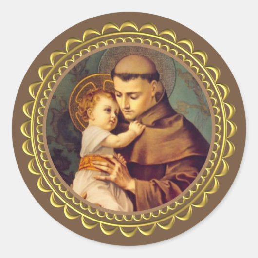 St. Anthony van Padua met Baby Jesus Ronde Sticker (Voorkant)