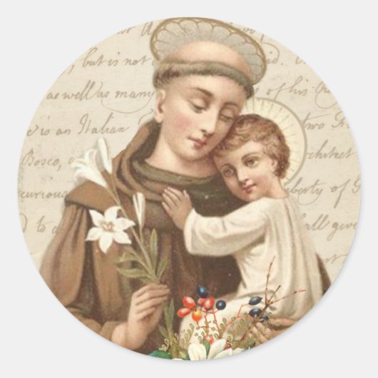 St. Anthony van Padua met Baby Jezus  Ronde Sticker (Voorkant)