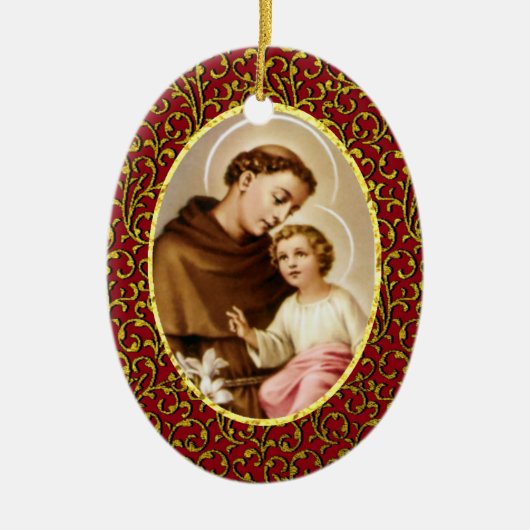St. Anthony van Padua Personaliseert achtergrondkl Keramisch Ornament (Voorkant)