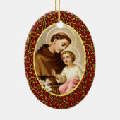 St. Anthony van Padua Personaliseert achtergrondkl Keramisch Ornament (Achterkant)