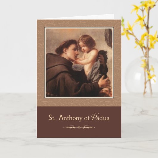 St. Anthony van Padua Pray voor ons Kaart (Gele Bloem)