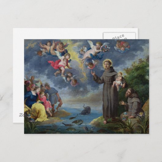St. Anthony van Padua Preaching to the Fish Briefkaart (Voorkant / Achterkant)