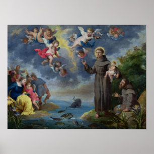 St. Anthony van Padua Preaching to the Fish Poster