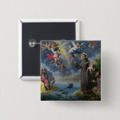 St. Anthony van Padua Preaching to the Fish Vierkante Button 5,1 Cm (Voorkant /achterkant)