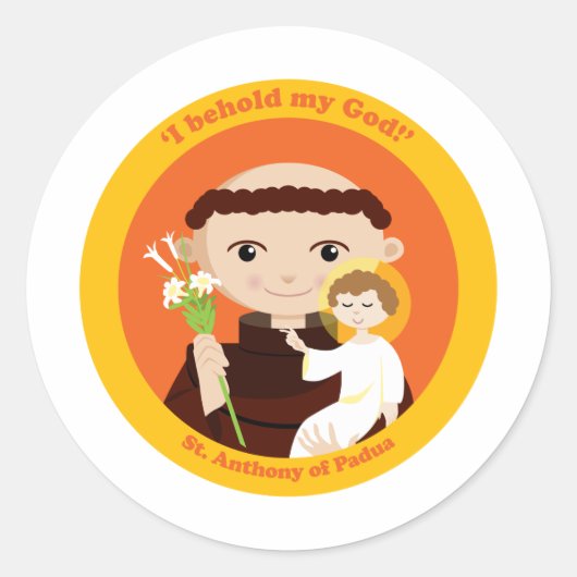 St. Anthony van Padua Ronde Sticker (Voorkant)