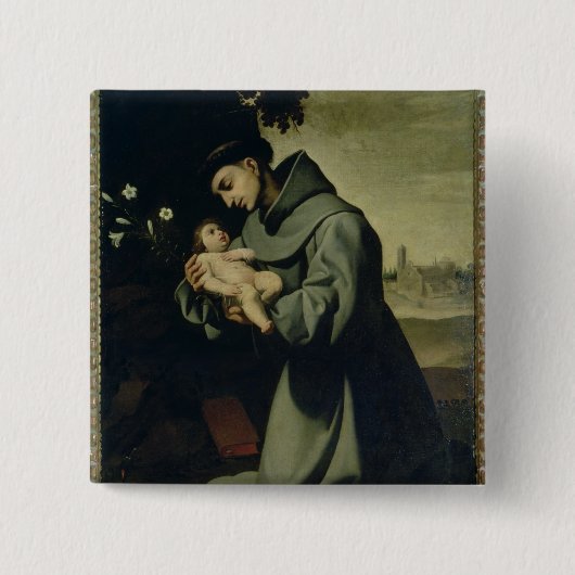 St. Anthony van Padua Vierkante Button 5,1 Cm (Voorkant)
