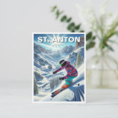 St. Anton Austria Skier Skiën Briefkaart (Staand voorkant)