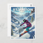 St. Anton Austria Skier Skiën Briefkaart (Voorkant / Achterkant)