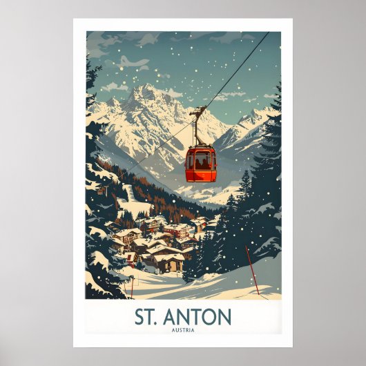 St Anton Muur Kunst Ski Poster 1 (Voorkant)
