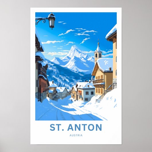 St. Anton Oostenrijk Australië Reisprint Poster (Voorkant)