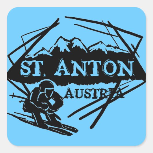 St. Anton Oostenrijk blauw ski logo stickers (Voorkant)