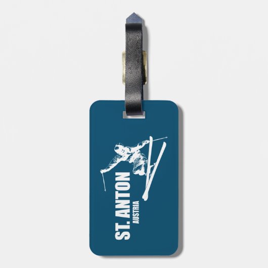 St. Anton Oostenrijk Skier Bagagelabel (Achterkant verticaal)