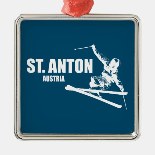 St. Anton Oostenrijk Skier Metalen Ornament (Voorkant)
