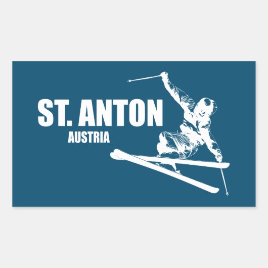 St. Anton Oostenrijk Skier Rechthoekige Sticker (Voorkant)