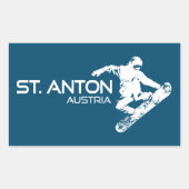 St. Anton Oostenrijk snowboarder Rechthoekige Sticker (Voorkant)