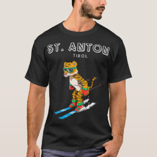 St Anton Tirol Oostenrijk Retro Ski Tijger T-shirt