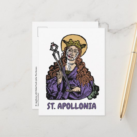 St. Apollonia met pulled Tooth (Neurenberg) Briefkaart (Voorkant / Achterkant in situ)