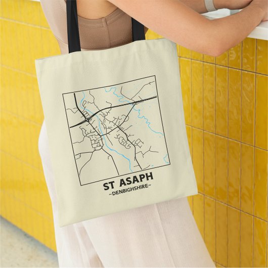 St Asaph, Denbighshire City Map Tote Bag