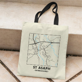 St Asaph, Denbighshire Stad Kaart Boodschappentas Tote Bag