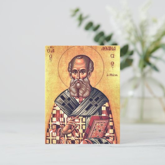 St. Athanasius the Great Orthodox Christian Icon Briefkaart (Staand voorkant)