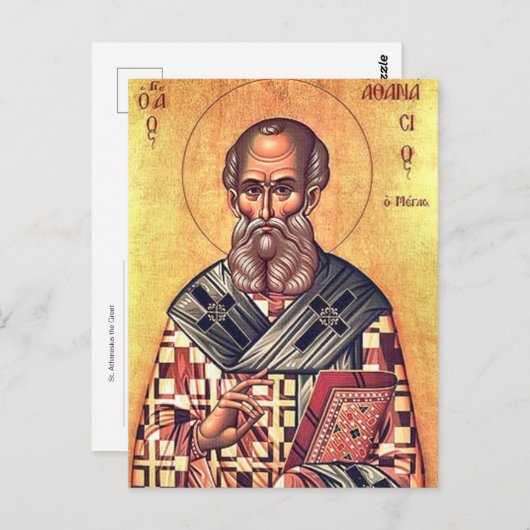 St. Athanasius the Great Orthodox Christian Icon Briefkaart (Voorkant / Achterkant)