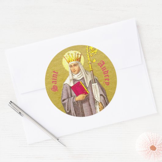 St. Audrey (Etheldreda) (P 003) Ronde Sticker (Envelop)
