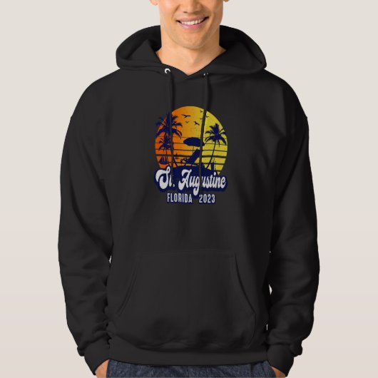 St. Augustine 2023 Florida Sunset Beach Retro Prem Hoodie (Voorkant)