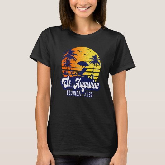 St. Augustine 2023 Florida Sunset Beach Retro Prem T-shirt (Voorkant)