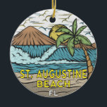 St Augustine Beach Florida  Keramisch Ornament<br><div class="desc">Sint Augustinus Beach hand getekende illustratie met bergen en oceaangolven op de achtergrond. Ideaal voor iedereen die graag St Augustine Beach bezoekt.</div>