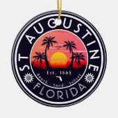 St Augustine Beach Florida Palm Trees Retro Sunset Keramisch Ornament (Voorkant)