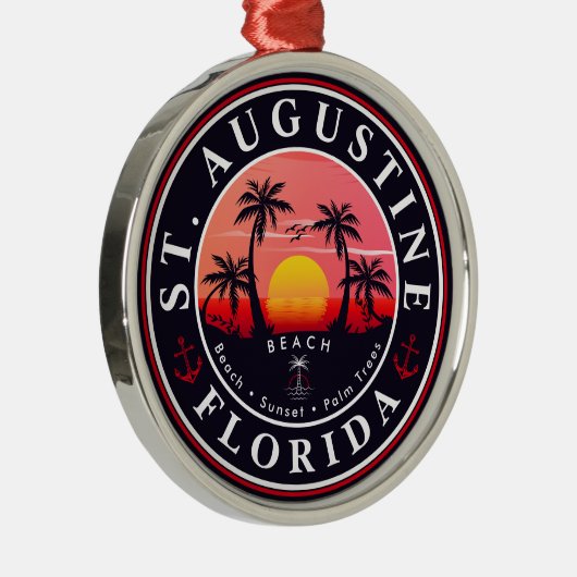 St Augustine Beach Florida Palm Trees Zonsondergan Metalen Ornament (Rechts)