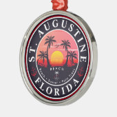 St Augustine Beach Florida Palm Trees Zonsondergan Metalen Ornament (Links)