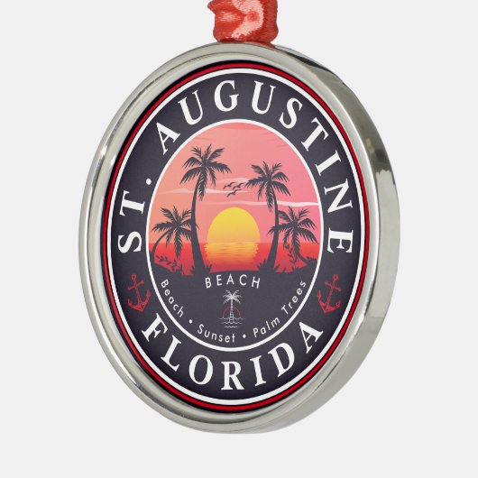 St Augustine Beach Florida Palm Trees Zonsondergan Metalen Ornament (Links)