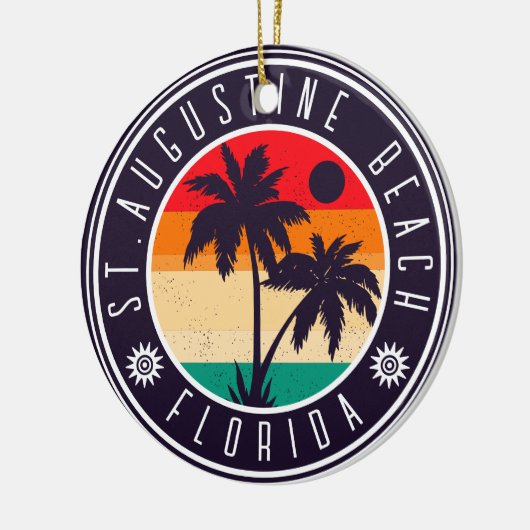 St Augustine Beach Florida Retro Palm 80s Keramisch Ornament (Links)