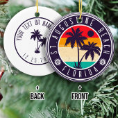 St Augustine Beach Florida Retro Palm 80s Keramisch Ornament
