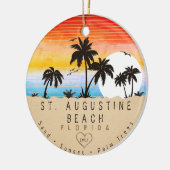 St. Augustine Beach Florida Retro Sunset Souvenirs Keramisch Ornament (Links)
