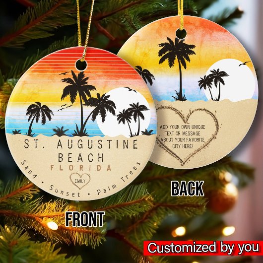 St. Augustine Beach Florida Retro Sunset Souvenirs Keramisch Ornament