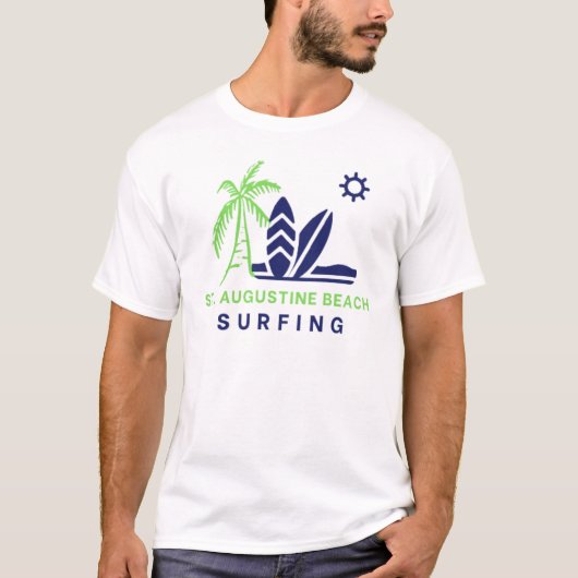 St. Augustine Beach Florida Surfen T-Shirt (Voorkant)