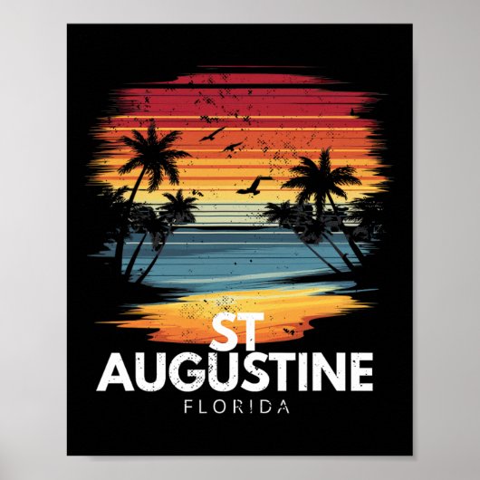 St Augustine Beach Florida Surfplank Surfen Antiek Poster (Voorkant)