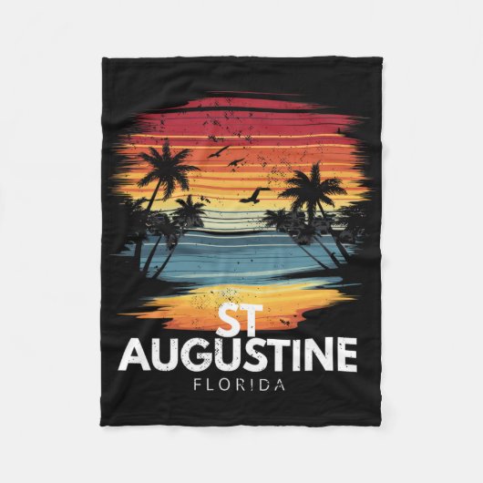 St Augustine Beach Florida Surfplank Surfen Vinta Fleece Deken (Voorkant)