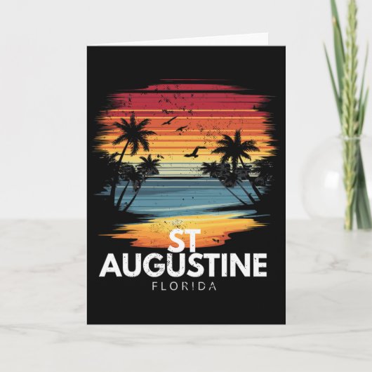 St Augustine Beach Florida Surfplank Surfen Vinta Kaart (Voorkant)