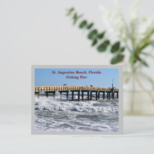 St. Augustine Beach Florida Vis Pier Feestdagenkaart (Staand voorkant)