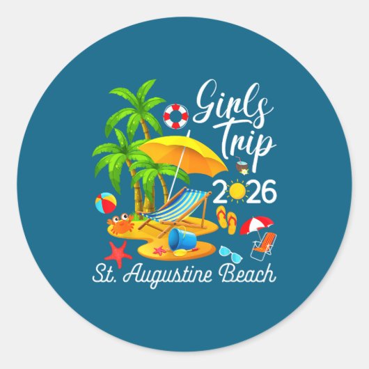 St Augustine Beach Florida Zomer Ronde Sticker (Voorkant)