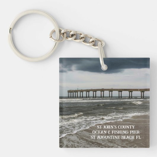 St Augustine Beach Pier Florida Fotografisch Sleutelhanger (Voorkant)