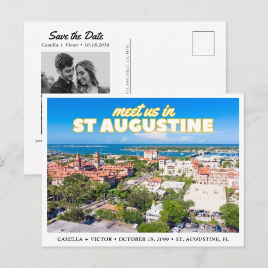 St. Augustine Bewaar de Datum Retro Silhouette Pos Briefkaart (Voorkant / Achterkant)